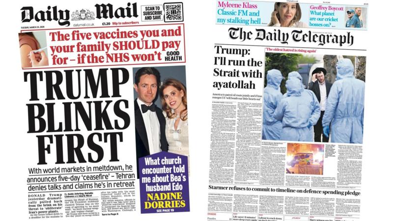 The Papers: 'Trump blinks first' and 'horrific' attack on Jewish charity ambulances