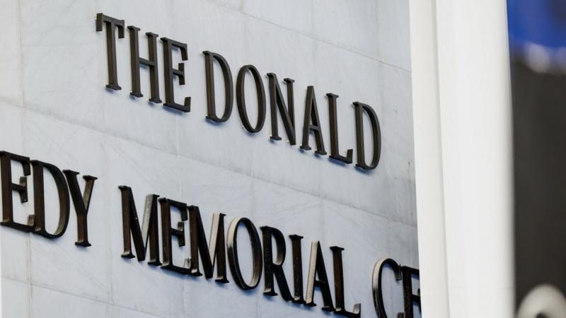 Watch: President Trump's name added to facade of Kennedy Center