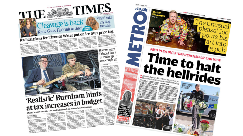 The Papers: 'Burnham hints at tax increases' and 'Halt the hellrides'