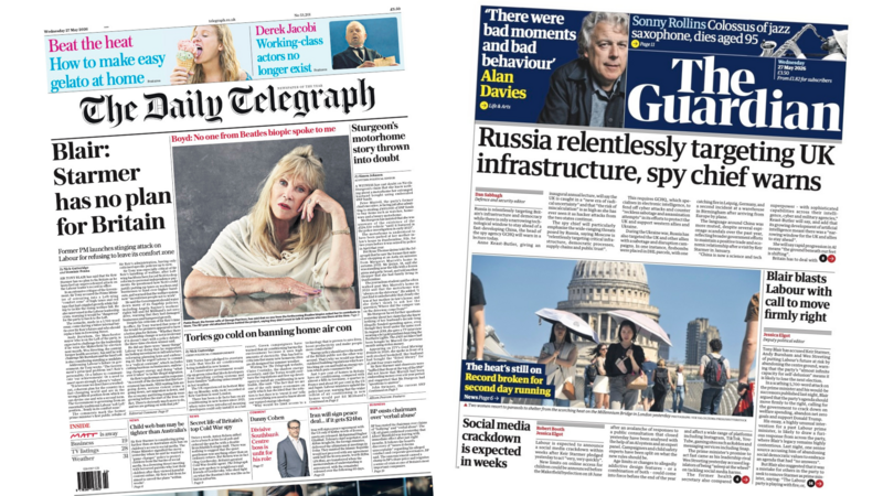 The Papers: 'Blair: Starmer has no plan for Britain' and 'The heat's still on'