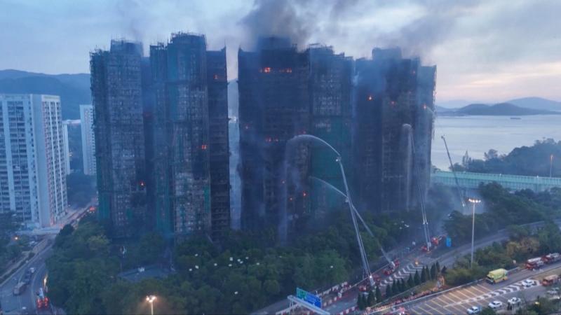 Watch: Dawn aerial vision reveals scale of Hong Kong blaze