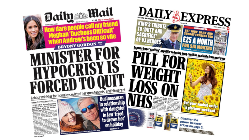 The Papers:  'Minister for hypocrisy' and 'Pill for weight loss on NHS'