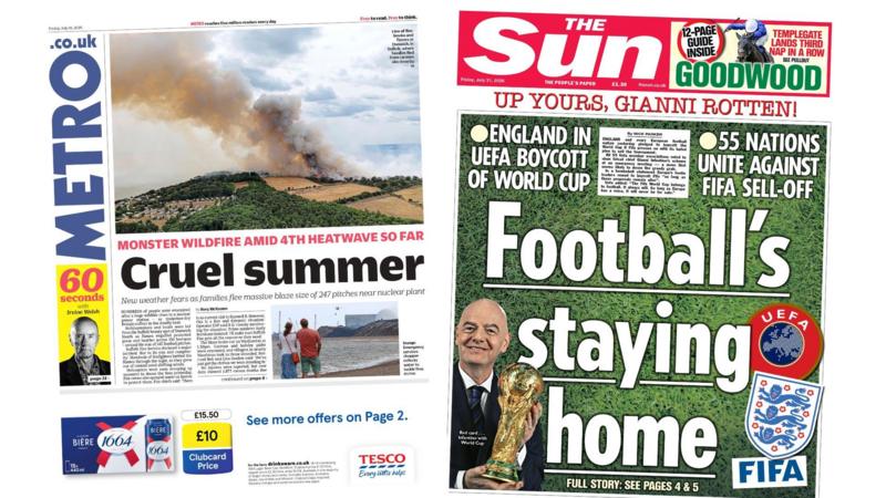 The Papers: 'Cruel summer' and 'Football's staying home'