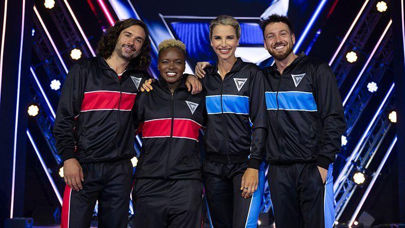 Joe Wicks, Nicola Adams, Vogue Williams and Sam Thompson in their Gladiator jackets.