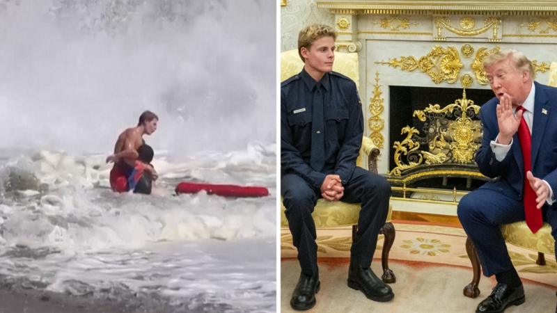'He's a real hero' - Trump meets teen lifeguard after dramatic rescue