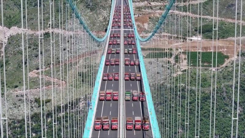 Watch: World's tallest bridge completes key load-bearing test