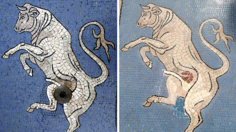 Italians bemused by Milan bull mosaic restoration