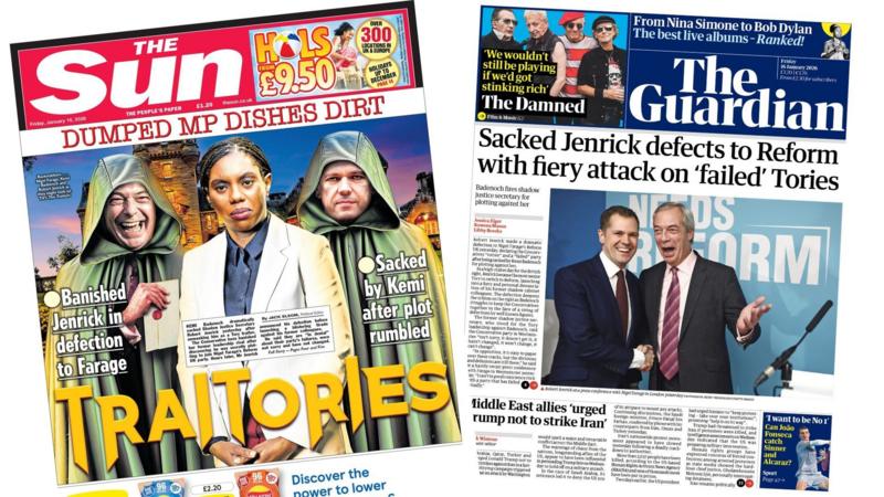 The Papers: 'Sacked Jenrick defects' and 'Traitories'
