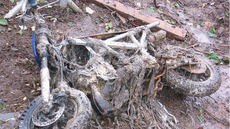 Bike down in Dwr Cymru Welsh Water sewer