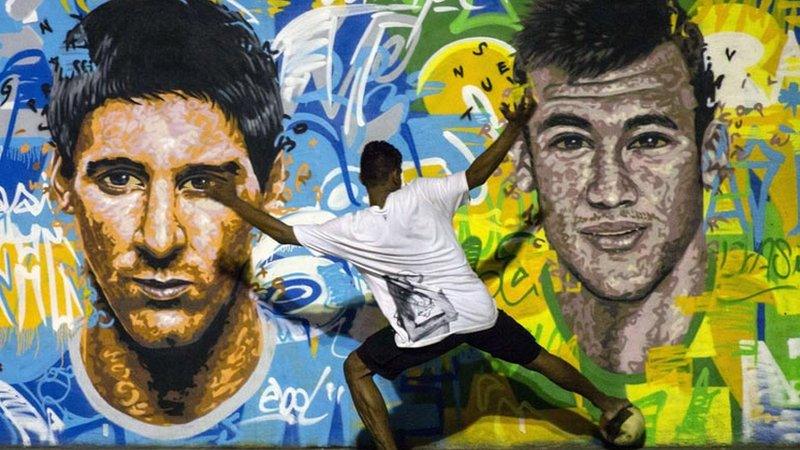 Lionel Messi and Neymar artwork