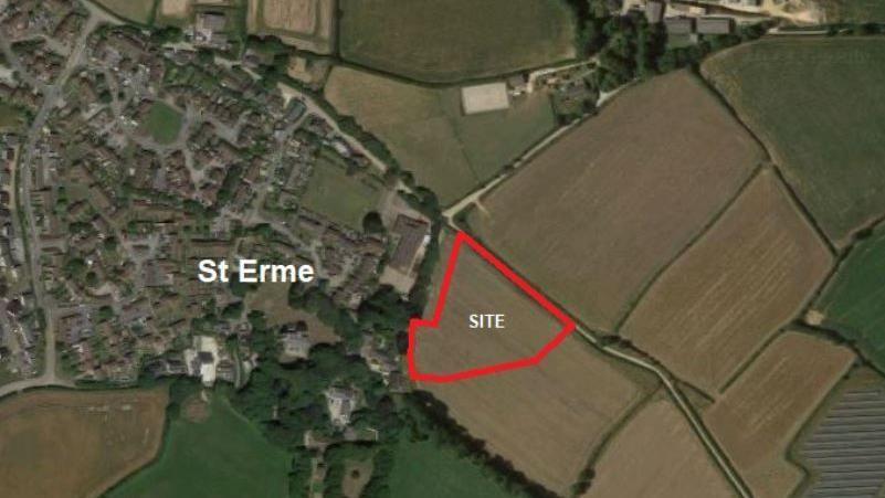 A Google map image showing where the St Erme development would be built 