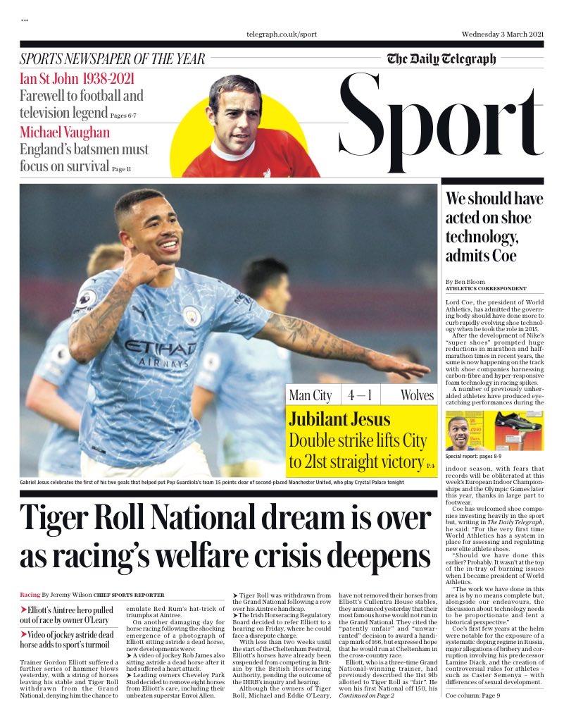 Daily Telegraph sports pages