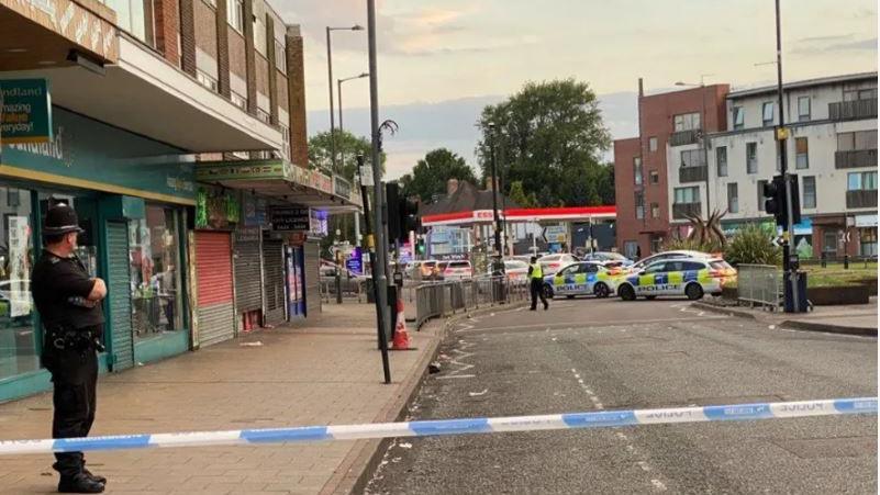 Police and a cordon in Erdington High Street