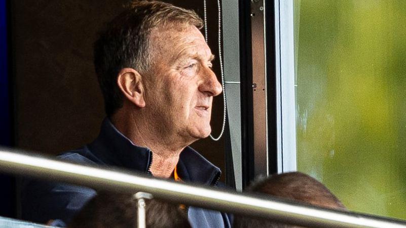 Huw Jenkins watches Newport County from the Rodney Parade stands