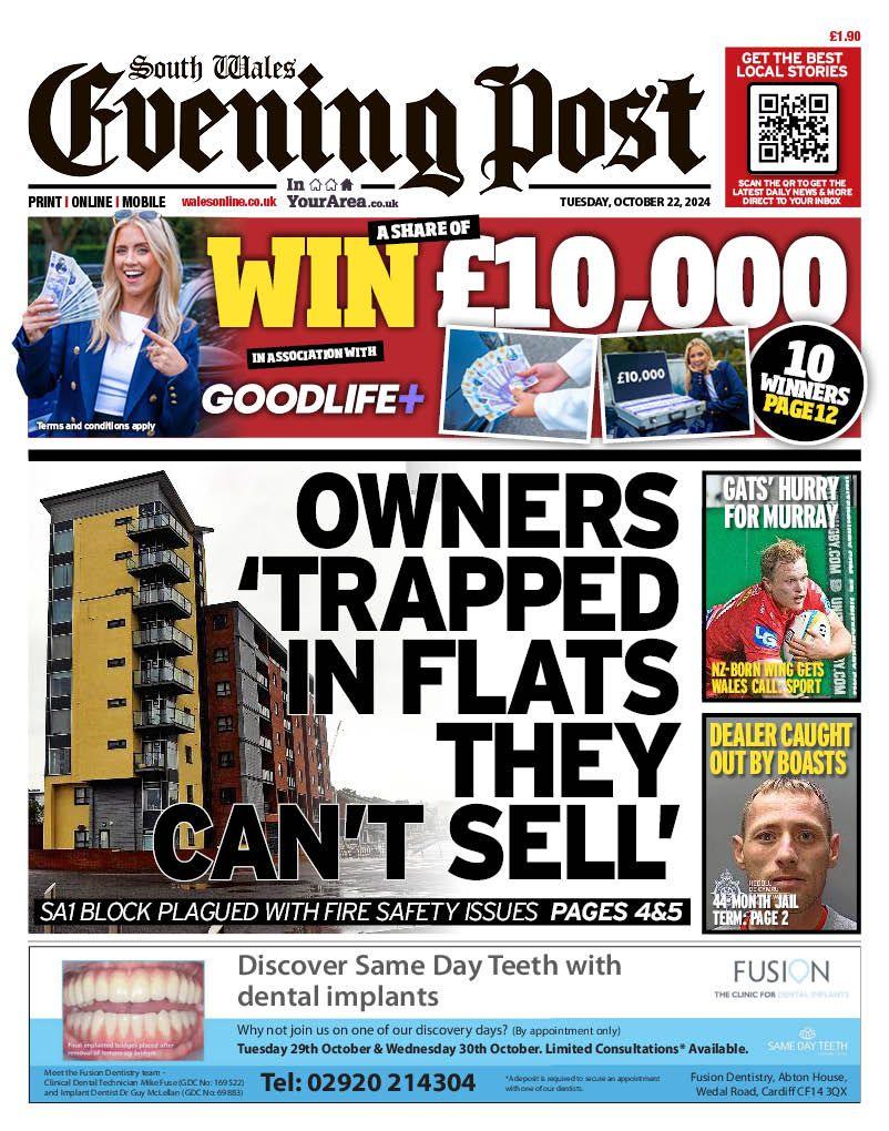 South Wales Evening Post front page