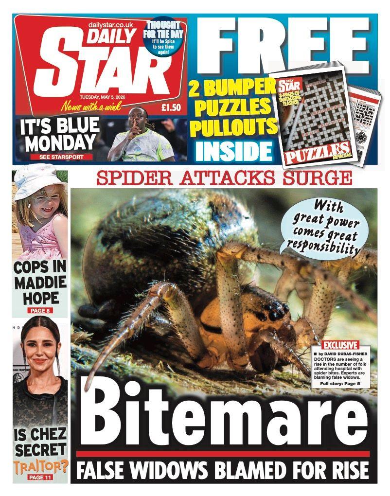 Titulli në faqen e parë të Daily Star thotë: “Bitemare”.