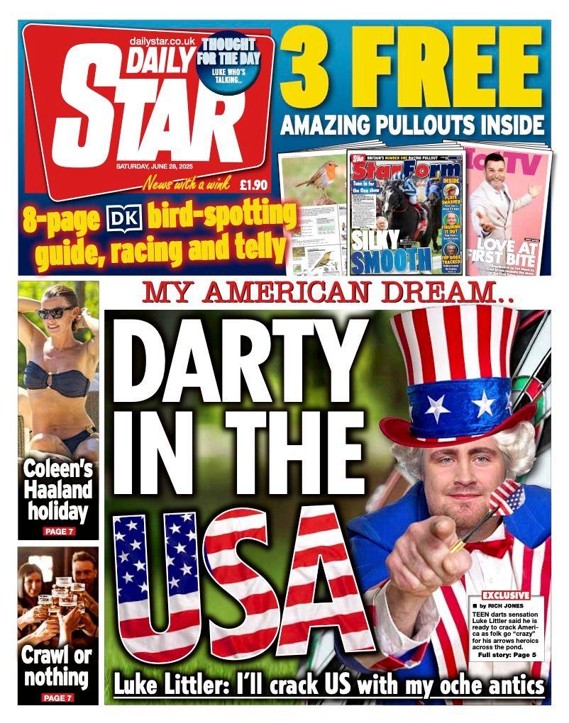 The headline on the front page of the Daily Star reads: "Darty in the USA".