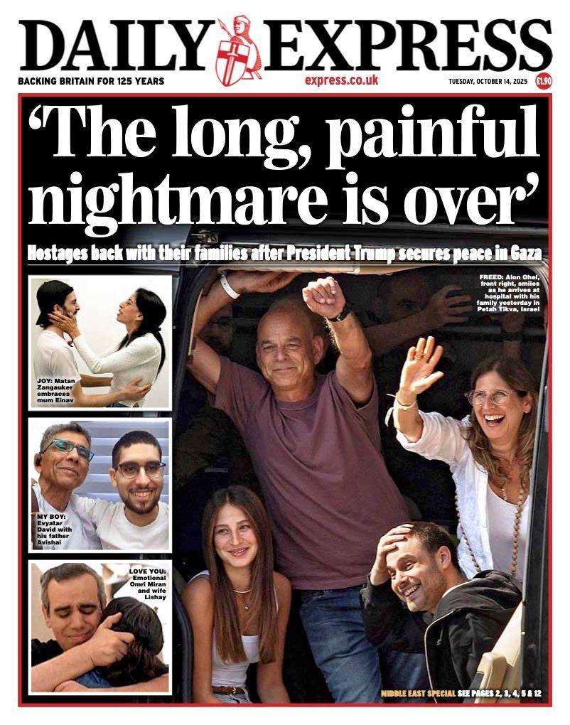 The headline on the front page of the Daily Express reads: "The long, painful nightmare is over".