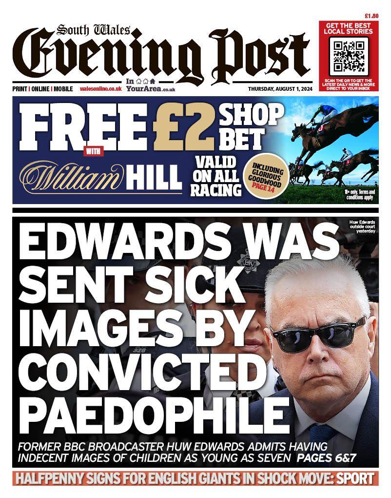 Front page of South Wales Evening Post
