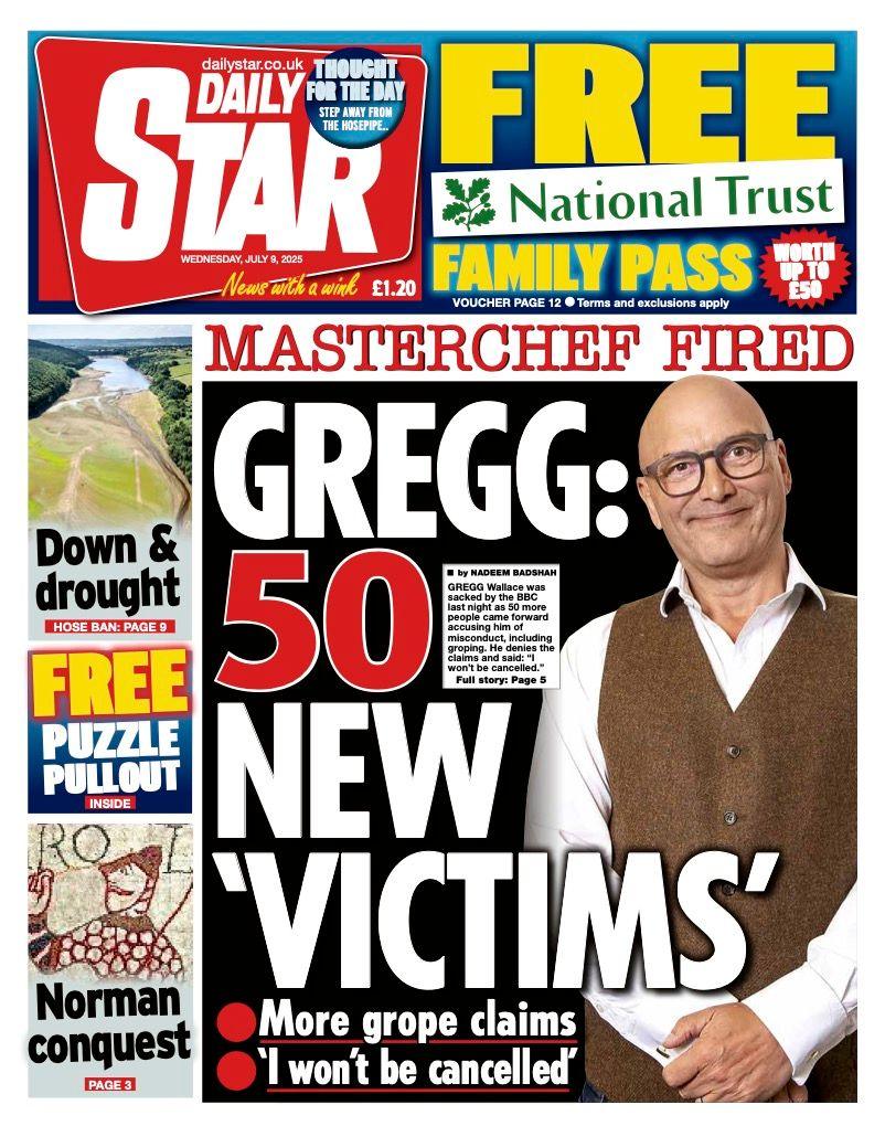 "Gregg: 50 new 'victims'," is the headline on the front page of the Daily Star