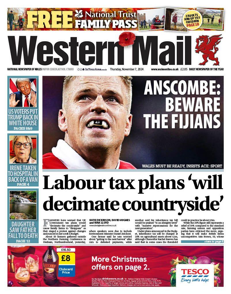 Front page of the Western Mail