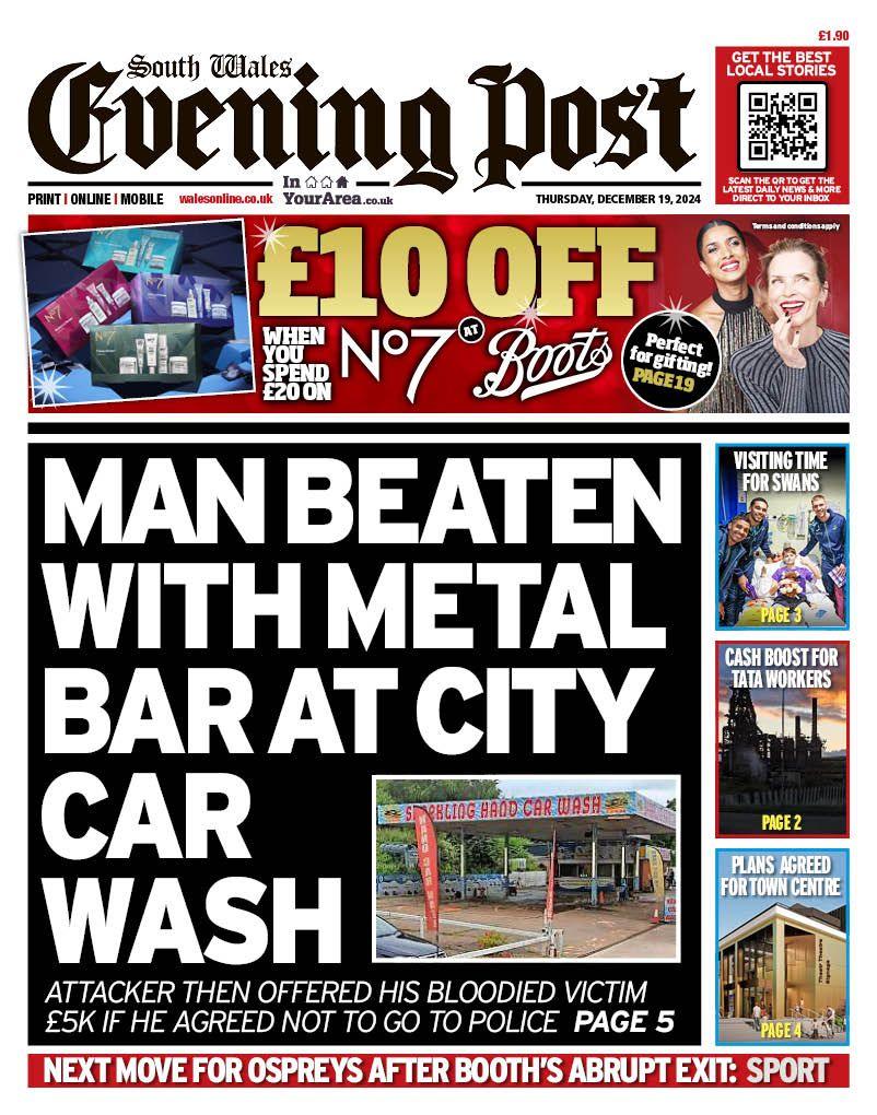 South Wales Evening Post front page