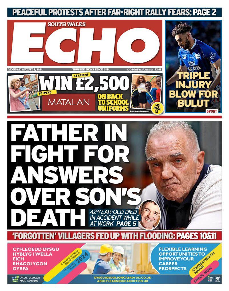 South Wales Echo front page