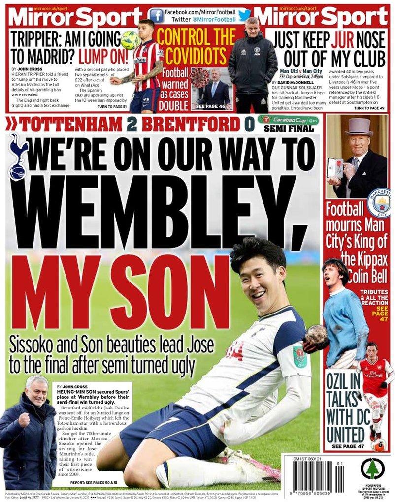 The back page of the Daily Mirror