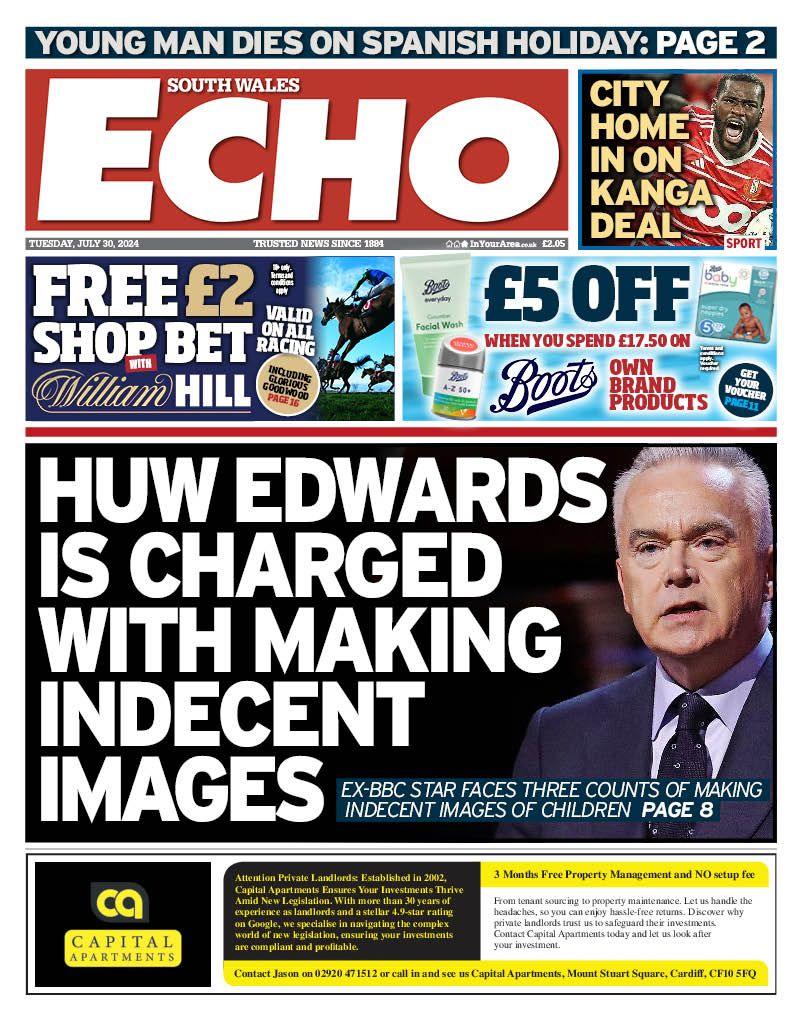 Front page of the South Wales Echo