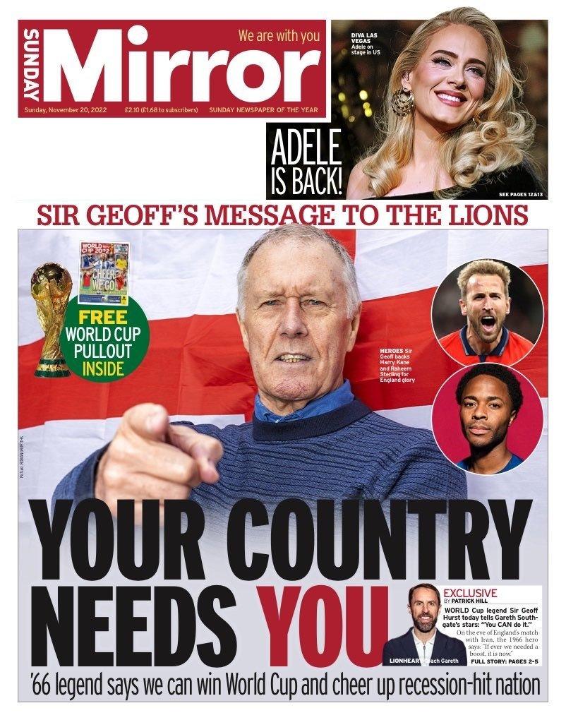 Sunday Mirror front page - Sunday 20 November