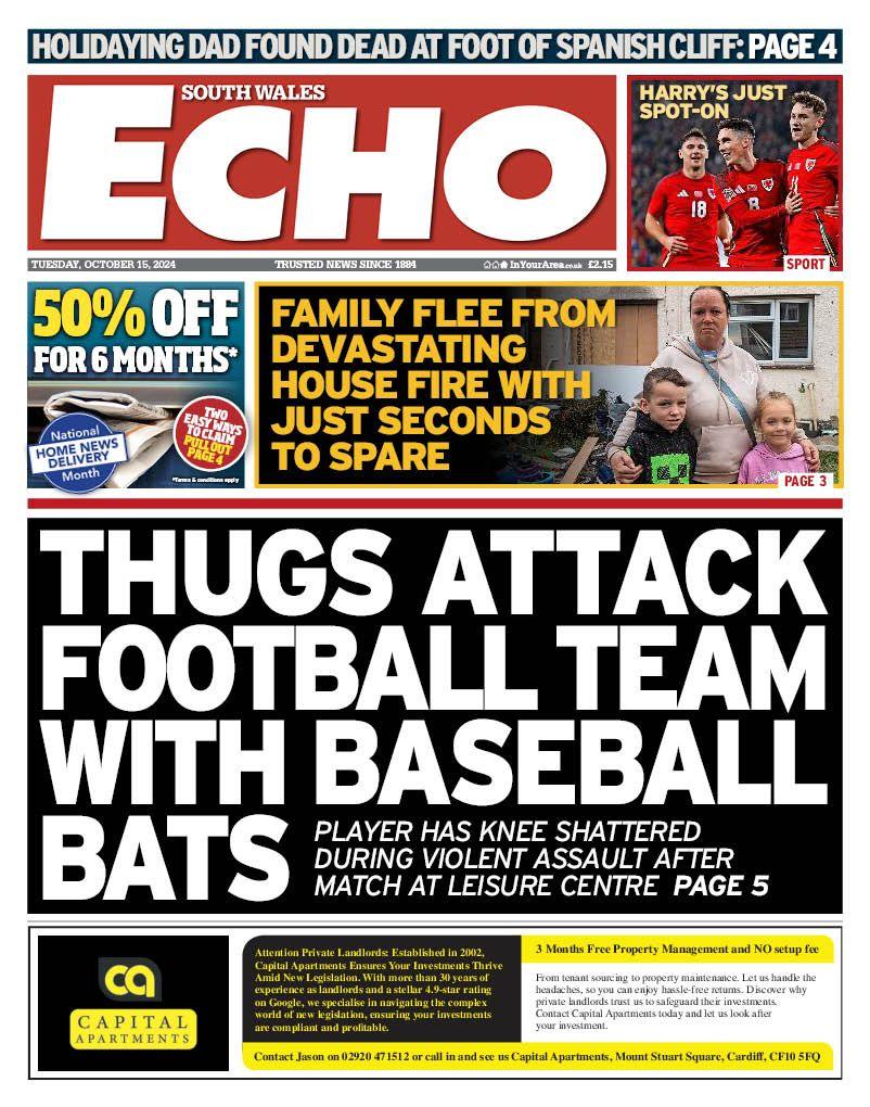 Front page of South Wales Echo