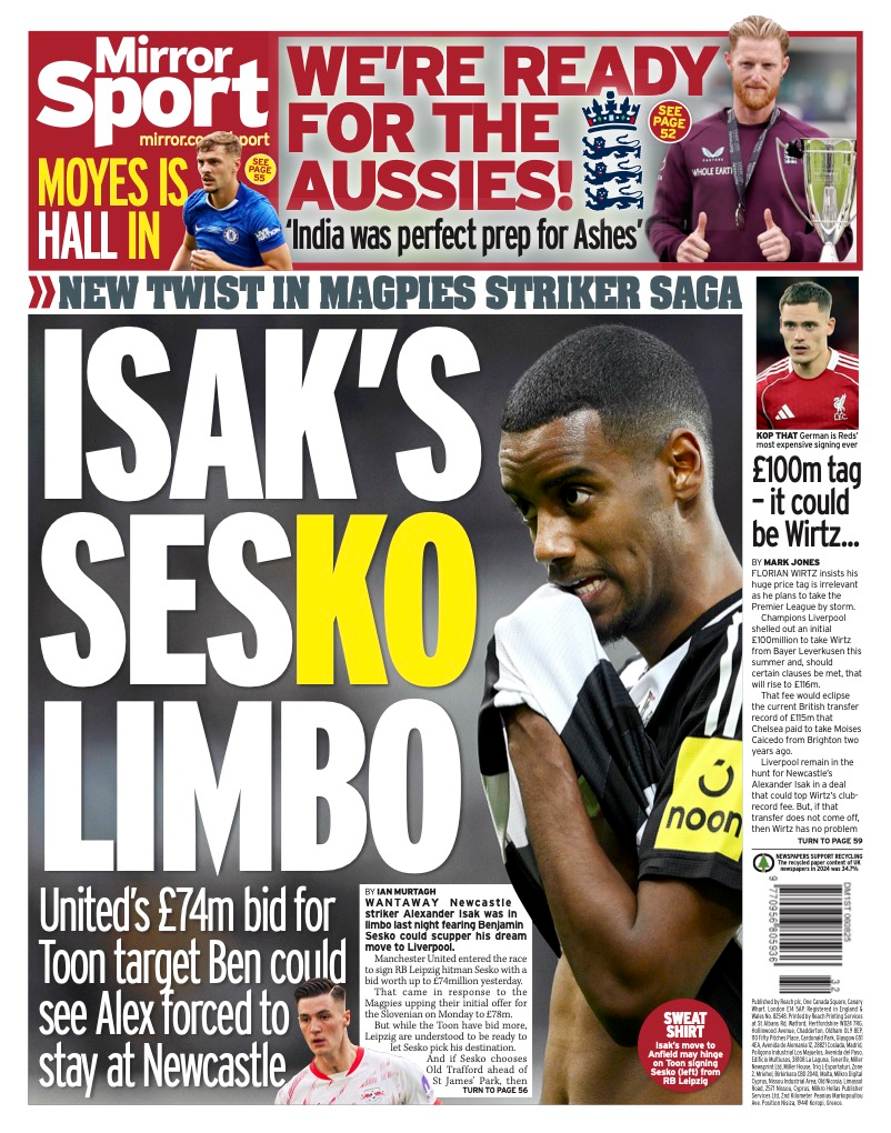 Daily Mirror back page