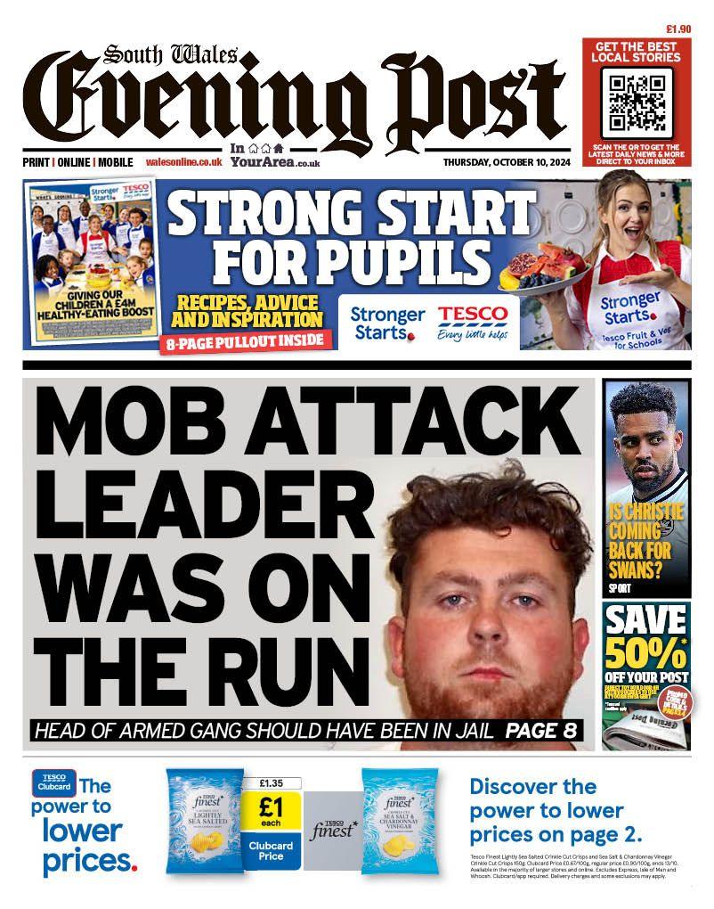 Front page of South Wales Evening Post