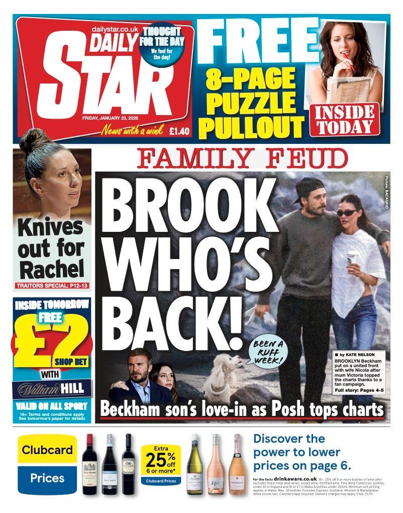 Titulli në faqen e parë të Daily Star thotë: "Brook që është kthyer".