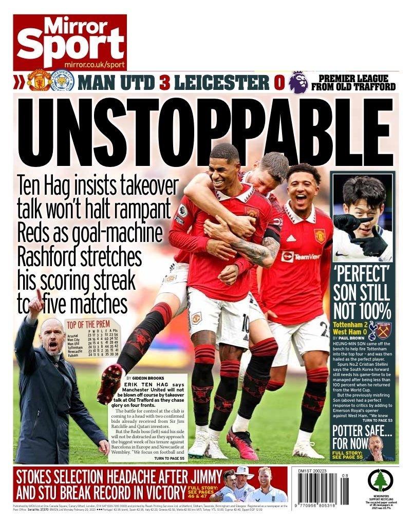 Mirror back page - Monday 20 February