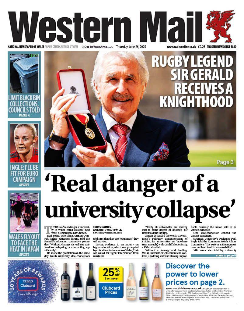 front page of Western Mail