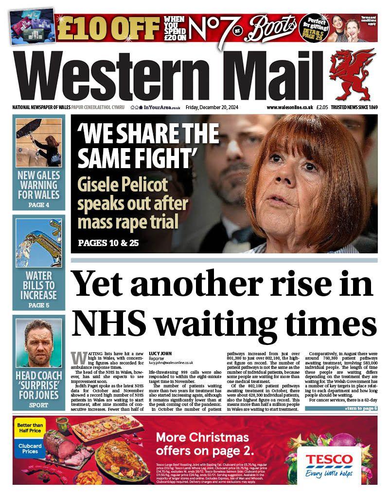 Western Mail front page