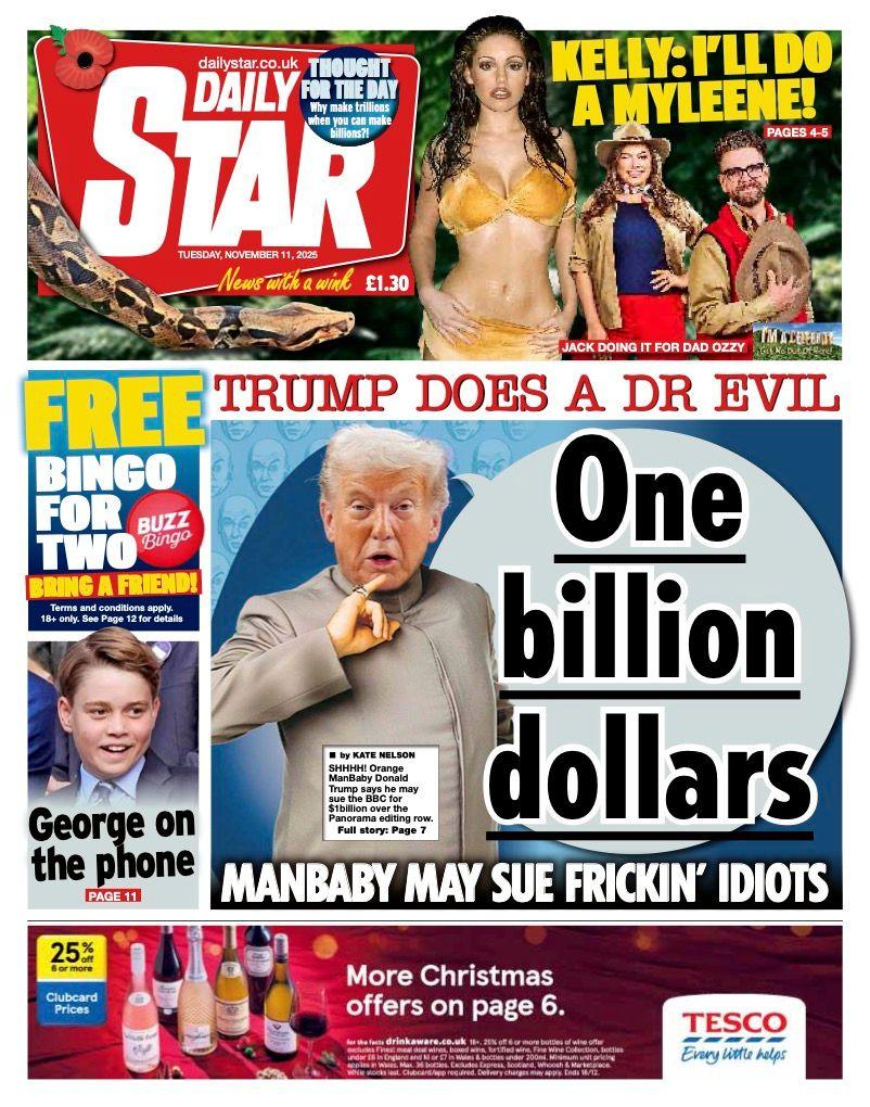 The headline on the front page of the Daily Star reads: "One billion dollars".