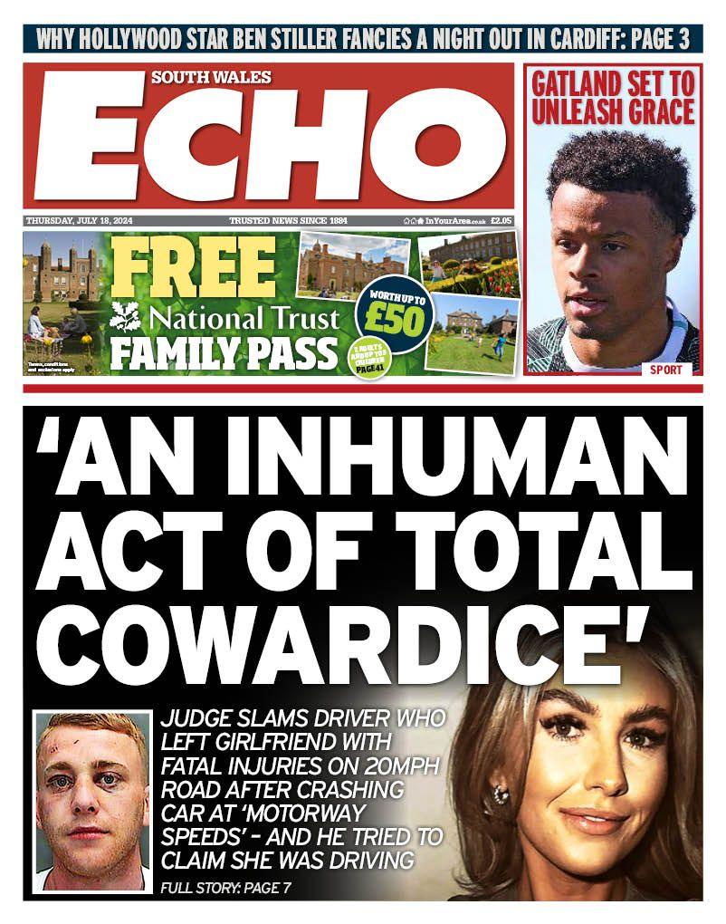 Front page of South Wales Echo