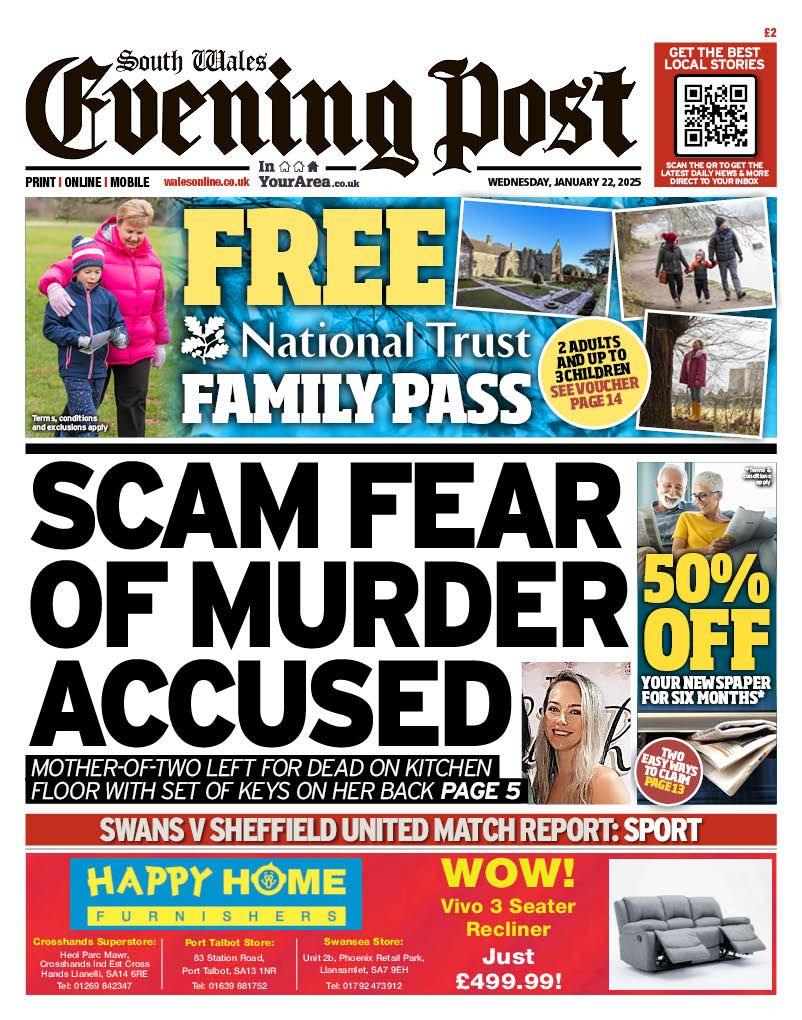 Front page of the South Wales Evening Post