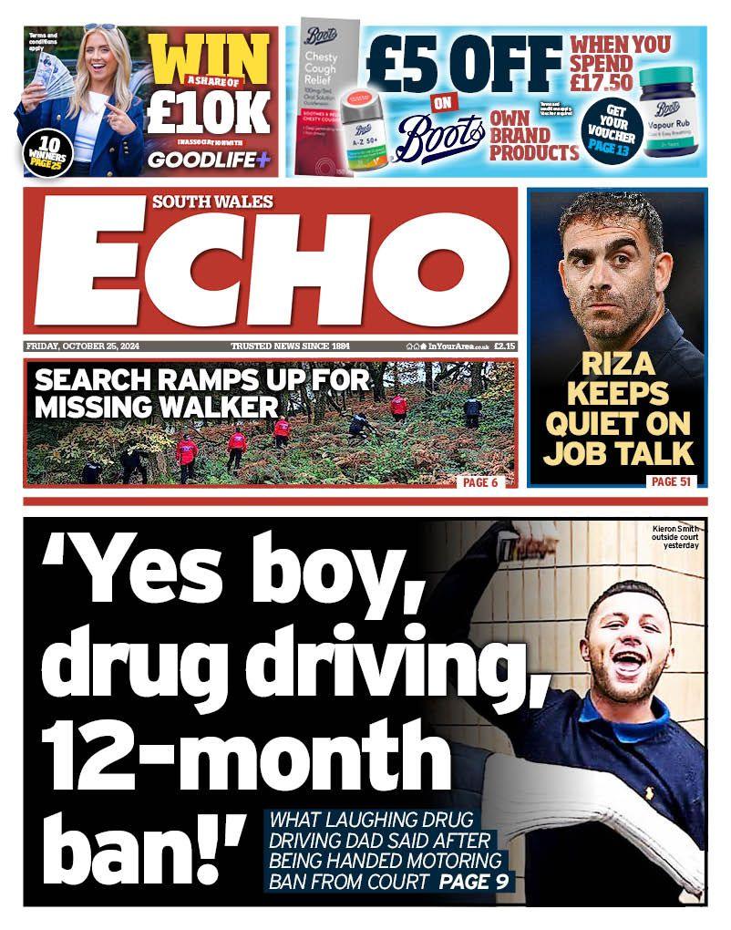 South Wales Echo front page 