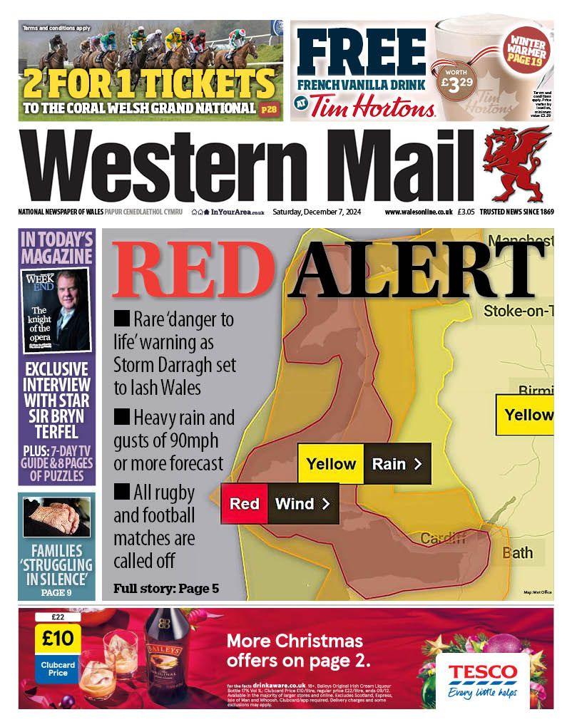 Front page of the Western Mail