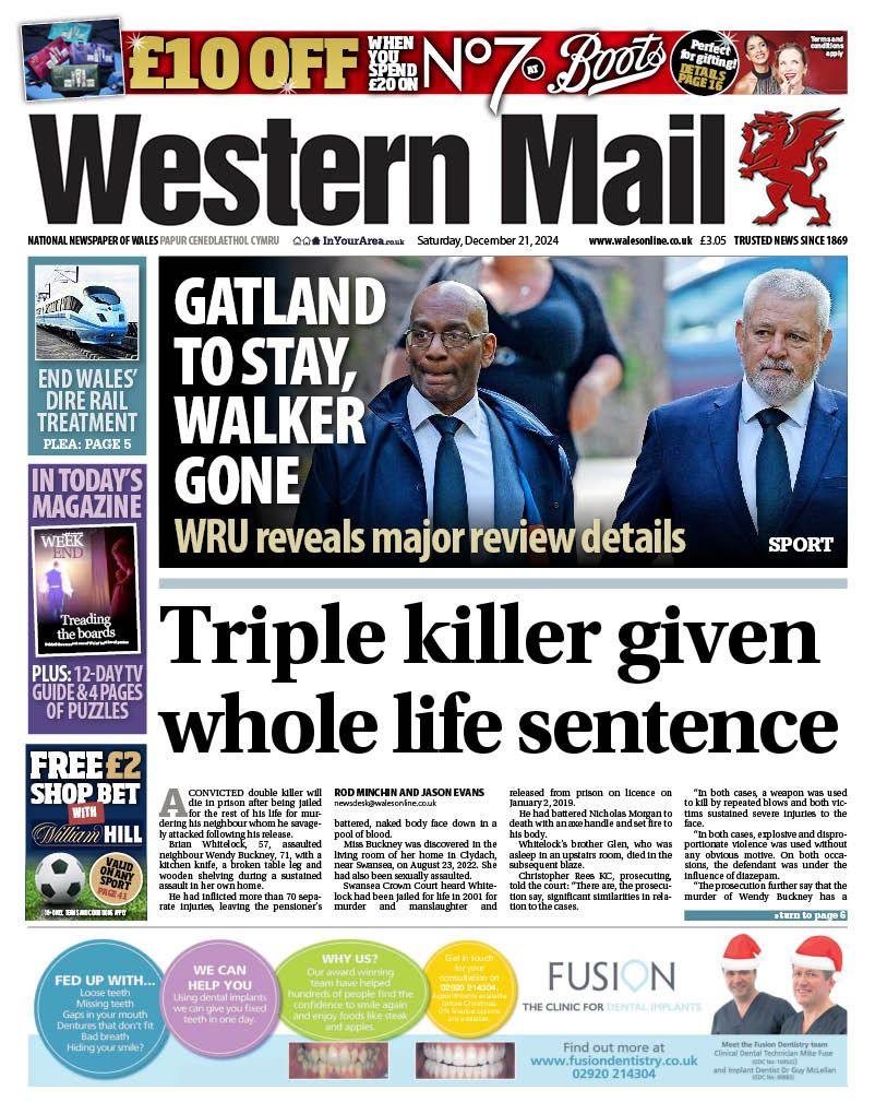 Front page of the Western Mail 