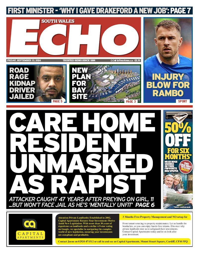 Front page of the South Wales Echo