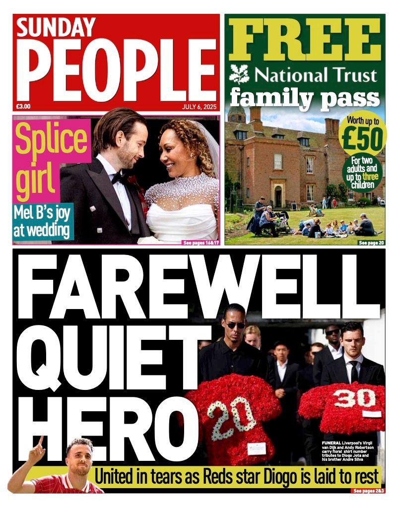 "Farewell quiet hero," is the headline on the front page of the Sunday People.