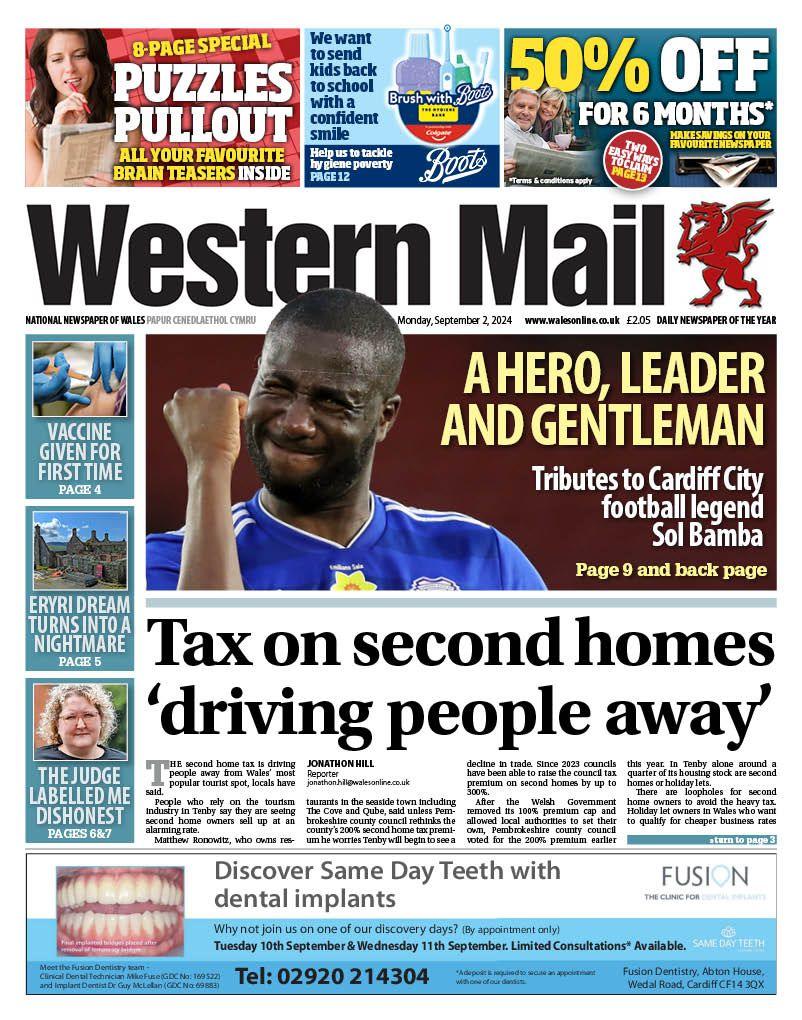 Western Mail front page