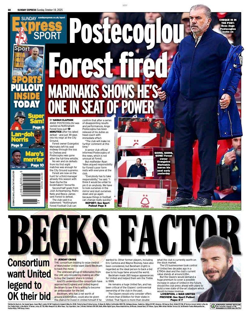 Sunday Express back page