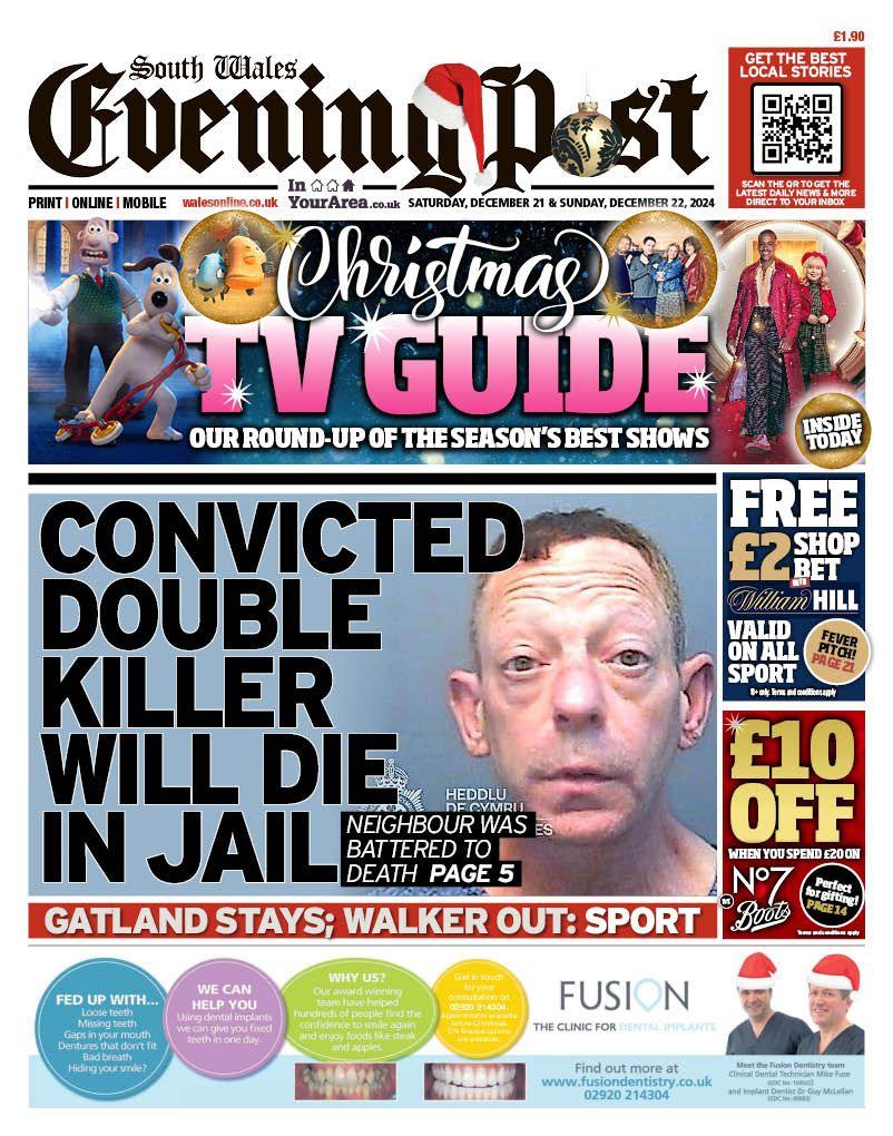 Front page of the South Wales Evening Post 