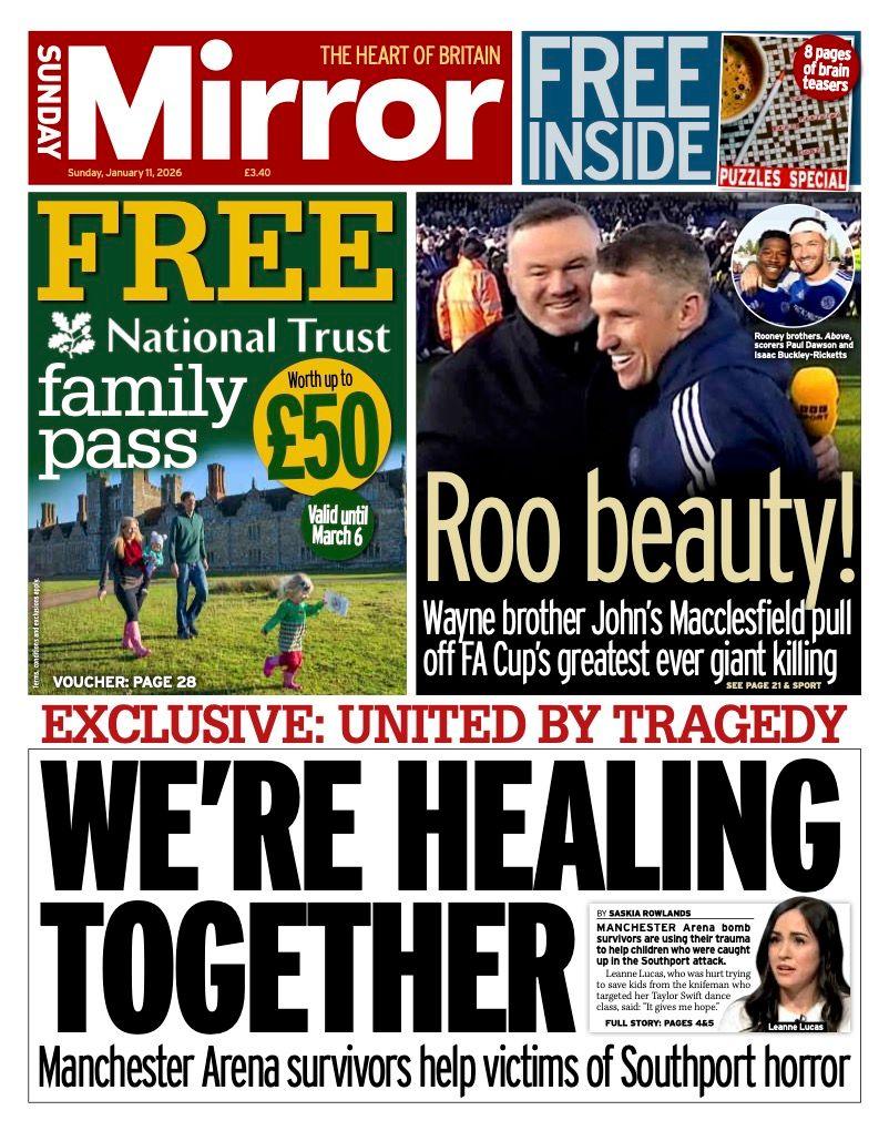 Titulli në faqen e parë të Mirror thotë: "Po shërohemi së bashku".