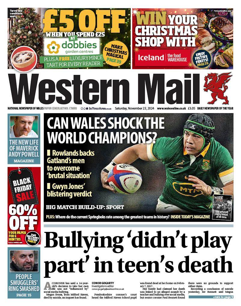 Western Mail front page